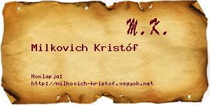 Milkovich Kristóf névjegykártya