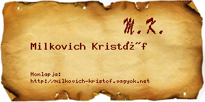 Milkovich Kristóf névjegykártya